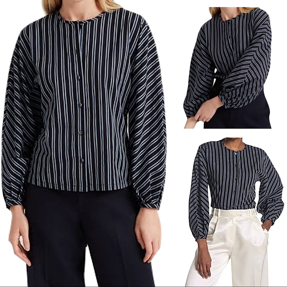 Club Monaco Striped Dolman Striped Button Down Top